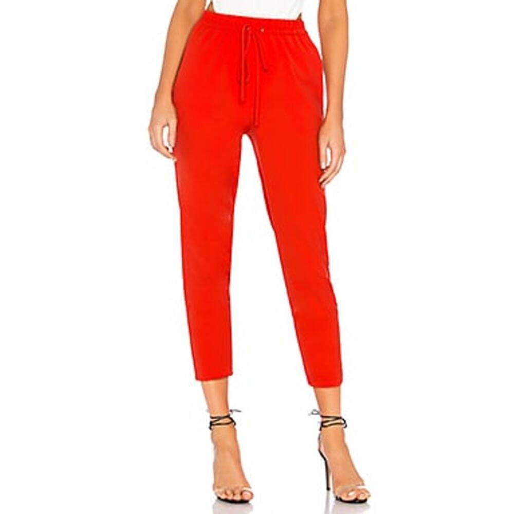 NBD X NAVEN Anne Pants Bright Red Pull On‎ Elastic Waist Ankle Length Small
